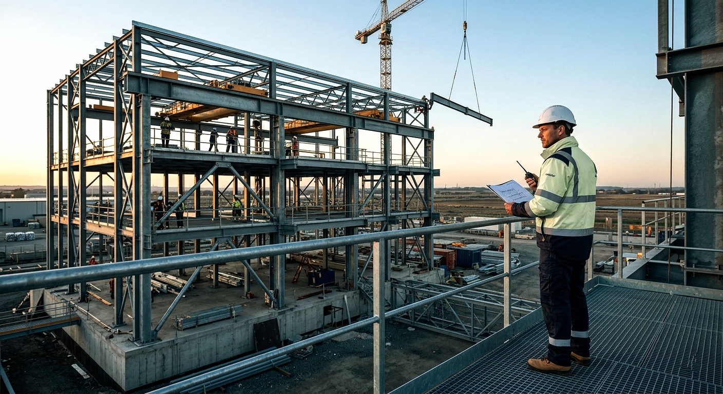 Elevación y posicionamiento de elemento estructural.